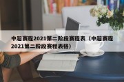 中超赛程2021第二阶段赛程表（中超赛程2021第二阶段赛程表格）